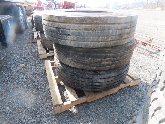 (3) 11R22.5 Tires and Steel Rims