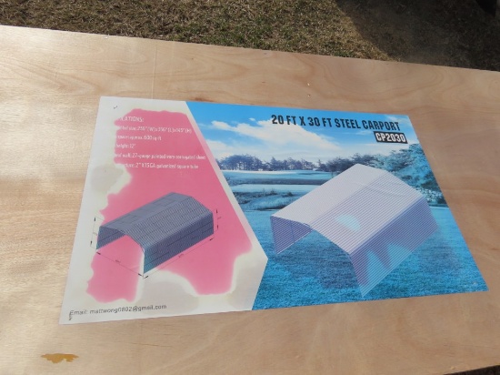 NIB 20' x 30' Steel Carport