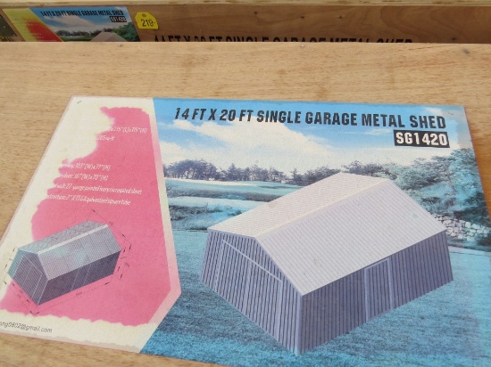 NIB 14' x 20' Single Garage Metal Shed
