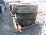 (3) 11R22.5 Tires and Steel Rims
