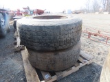 (2) 385/65R22.5 Tires and Rims