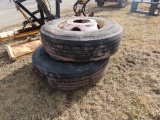 (2) 295/80R22.5 Tires and Rims