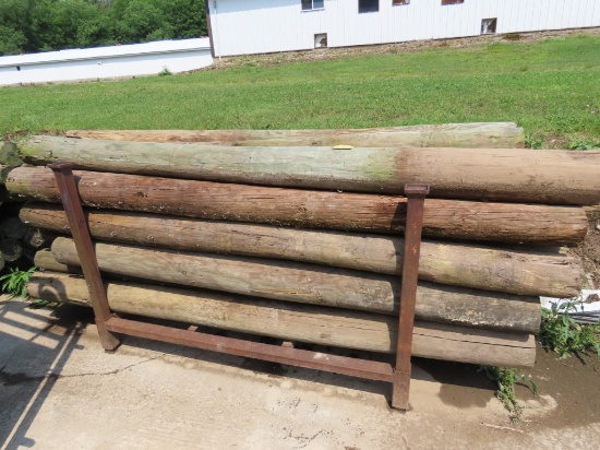Lot of Used Round Fence Posts w/Rack