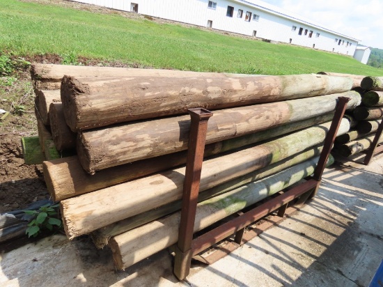Lot of Used Round Fence Posts w/Rack