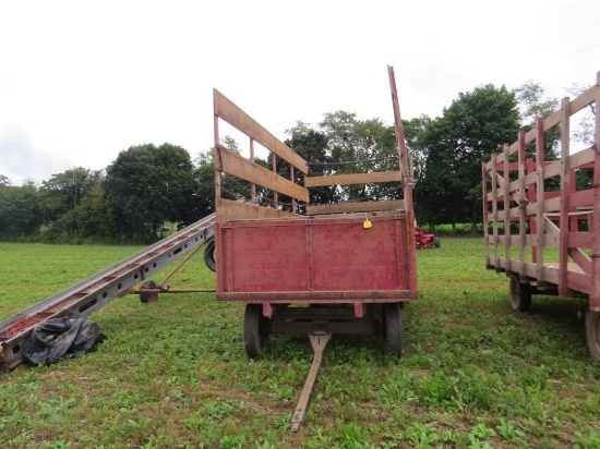 7' x 16' Wooden Hay Rack Wagon on Running Gears