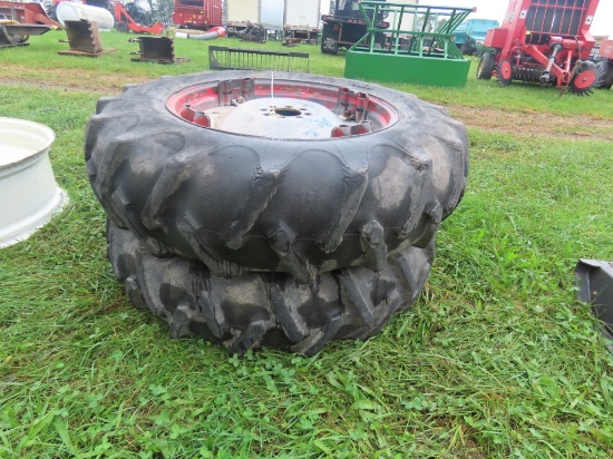 Pair of 13.6-28 Tires and Rims