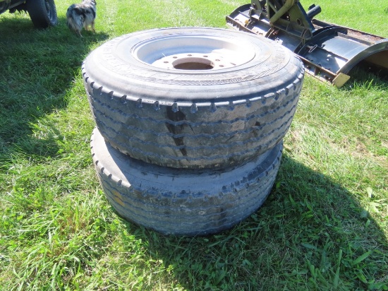 (2) 385/65R22.5 Tires and Rims