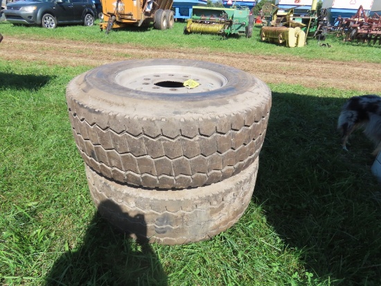 (2) 385/65R22.5 Tires and Rims