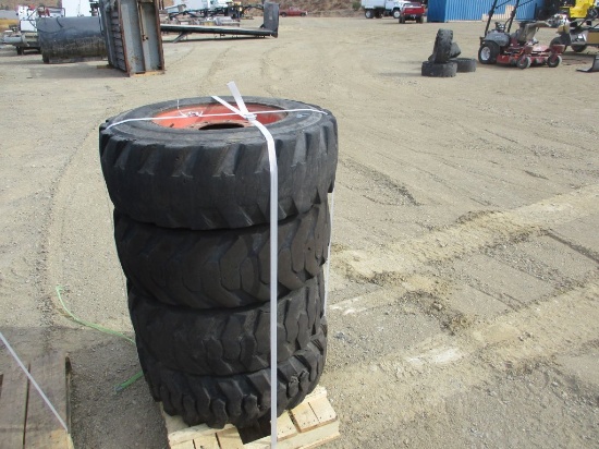 Pallet of (4) 10-16.5 Tires and Rims.