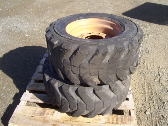 Pallet of (2) Skid Steer Tires & Rims.