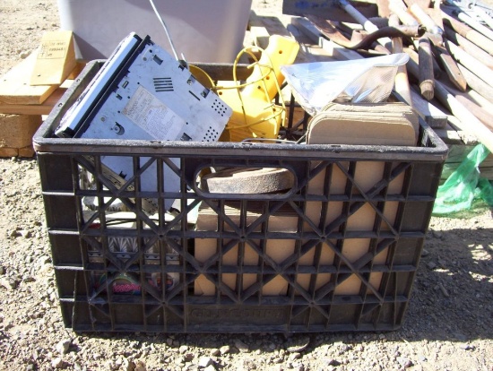 Crate of Misc Items, Including Radio,