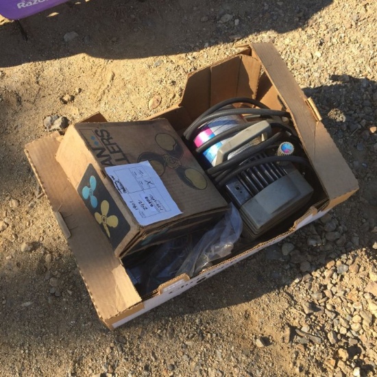 Box of Misc Items, Including Air Compressor,