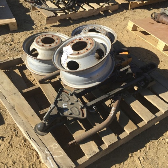 (3) Wheels, (2) Tow Bars, Can of Tow Balls,