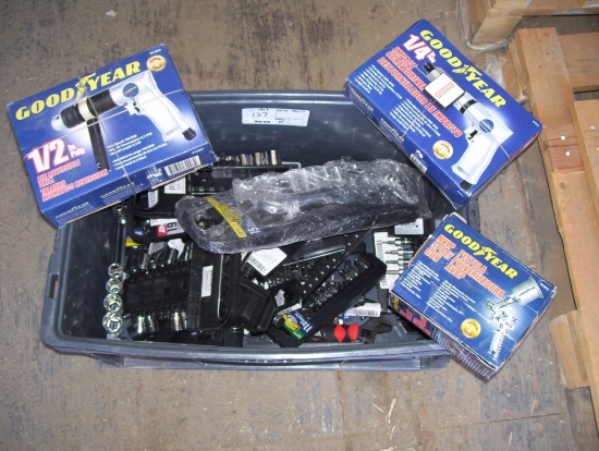 Crate of Misc Sockets & Ratchets, 1/4" Impact