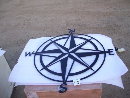 Unused 32" Metal Compass Wall Hanging.