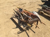 Pallet of Misc Rakes, Shovels and Pick Axes.