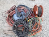 Pallet of Misc Hoses, Cords, & Attic Ventilator.