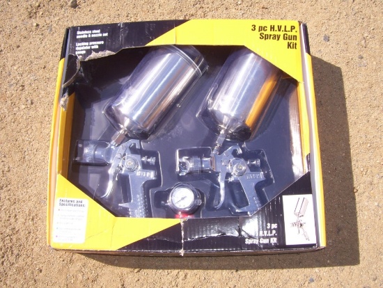 Unused 3-Piece HVLP Pneumatic Spray Gun Kit.