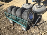 Garden Cart of (4) Golf Cart Tires & Rims.