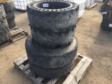 Pallet of (4) Solid Tires & Rims.