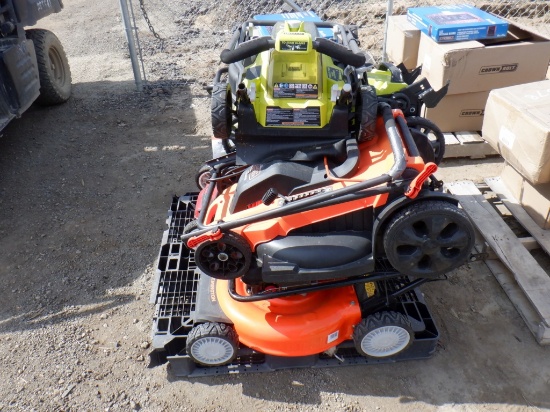 Pallet of (2) Ryobi 40 Volt Lawn Mowers,