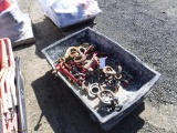 Plastic Tub of Misc Lift Hooks & Chain Binders.