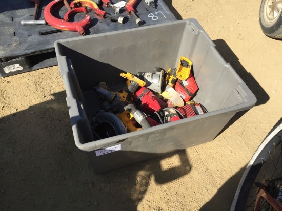 Plastic Tub of Misc Items Including Drills,