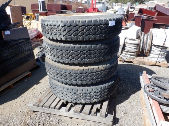 (4) Bridgestone 11R24.5 Truck Tires & Rims.