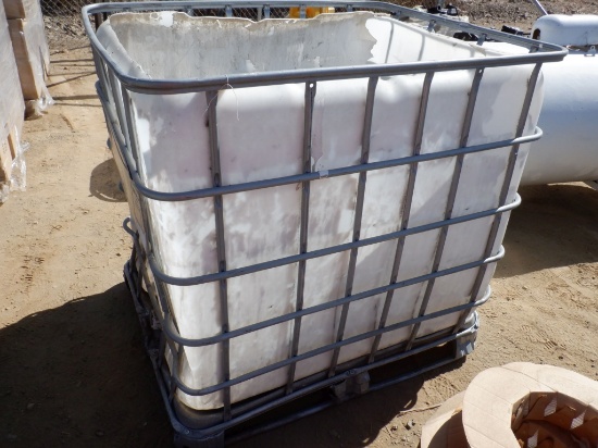 Plastic Water Tank in Metal Cage.