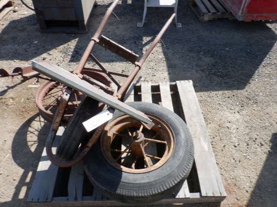 Pallet of Misc Items Including Wheel Barrow,