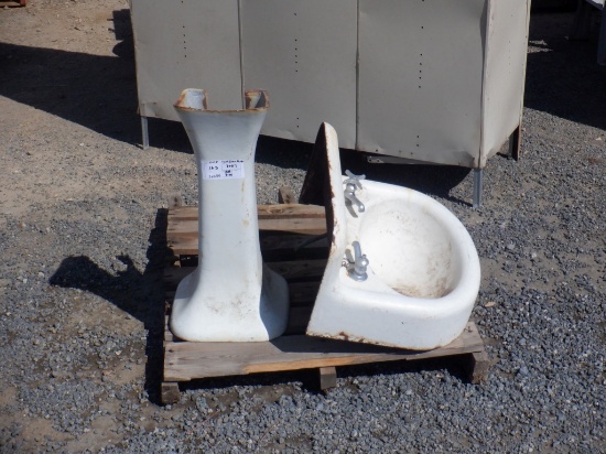 Cast Iron Pedestal Sink.