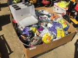 Box of Misc Items Including Plastic Bins,