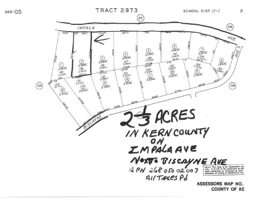 2 1/3 Acre Vacant Parcel, in Calfornia City,