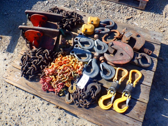 Pallet of Misc Chains and L-Hooks.