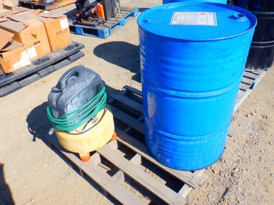 55-Gallon Metal Drum, and Bostitch Pancake Air