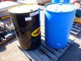 Pallet of Metal & Plastic 55-Gallon Drums.