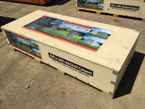 Unused TMG 20' x 30' Enclosed Metal Carport.
