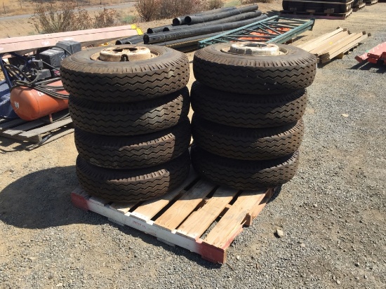 (8) 8.25-15 16 Ply Tires & Rims.
