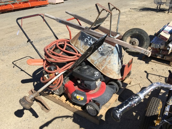 Pallet of Misc Tools, Including Gas Mower,