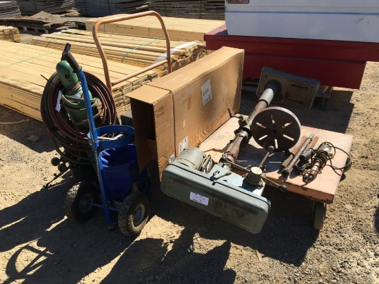 Pallet of Misc Items, Including Flatbed Cart,