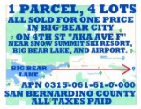 Vacant Parcel, (4) Lots in Big Bear City,