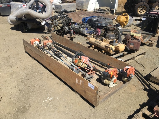(2) Pole Saws, (2) Weed Wackers, and Chain Saw.