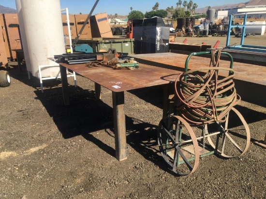 43in x 10ft Metal Table, Welding Cart w/Hoses,