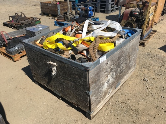Wooden Crate of Misc Cargo Straps & Rope.