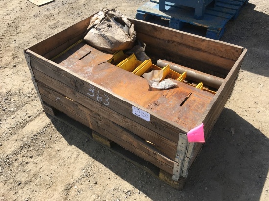 Wooden Crate of Misc Metal Pieces.