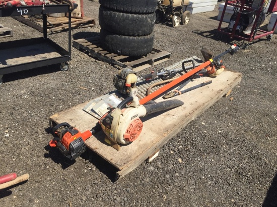 Pallet of Misc Items, Including Ramps, Trimmers,