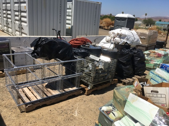 (3) Pallets of Misc Items, Including Steel Rack,