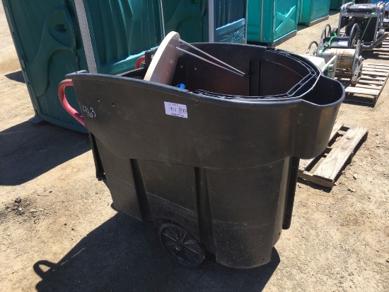 Plastic Cart of Misc Footballs, Misc Basket Balls,