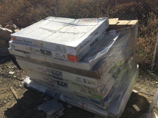 Pallet of American Standard Shower Bases.