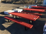 8ft Metal Picnic Table w/Attached Benches.